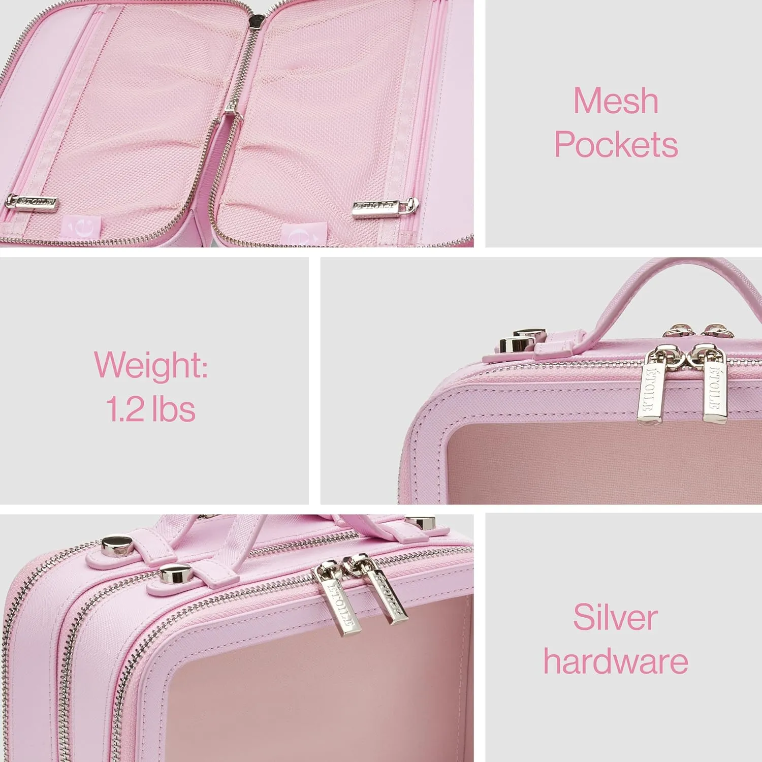 ETOILE - Small Twin Cosmetic Case Lavender Pink - Dual Compartment Cosmetic Beauty Organizer & Toiletry Case