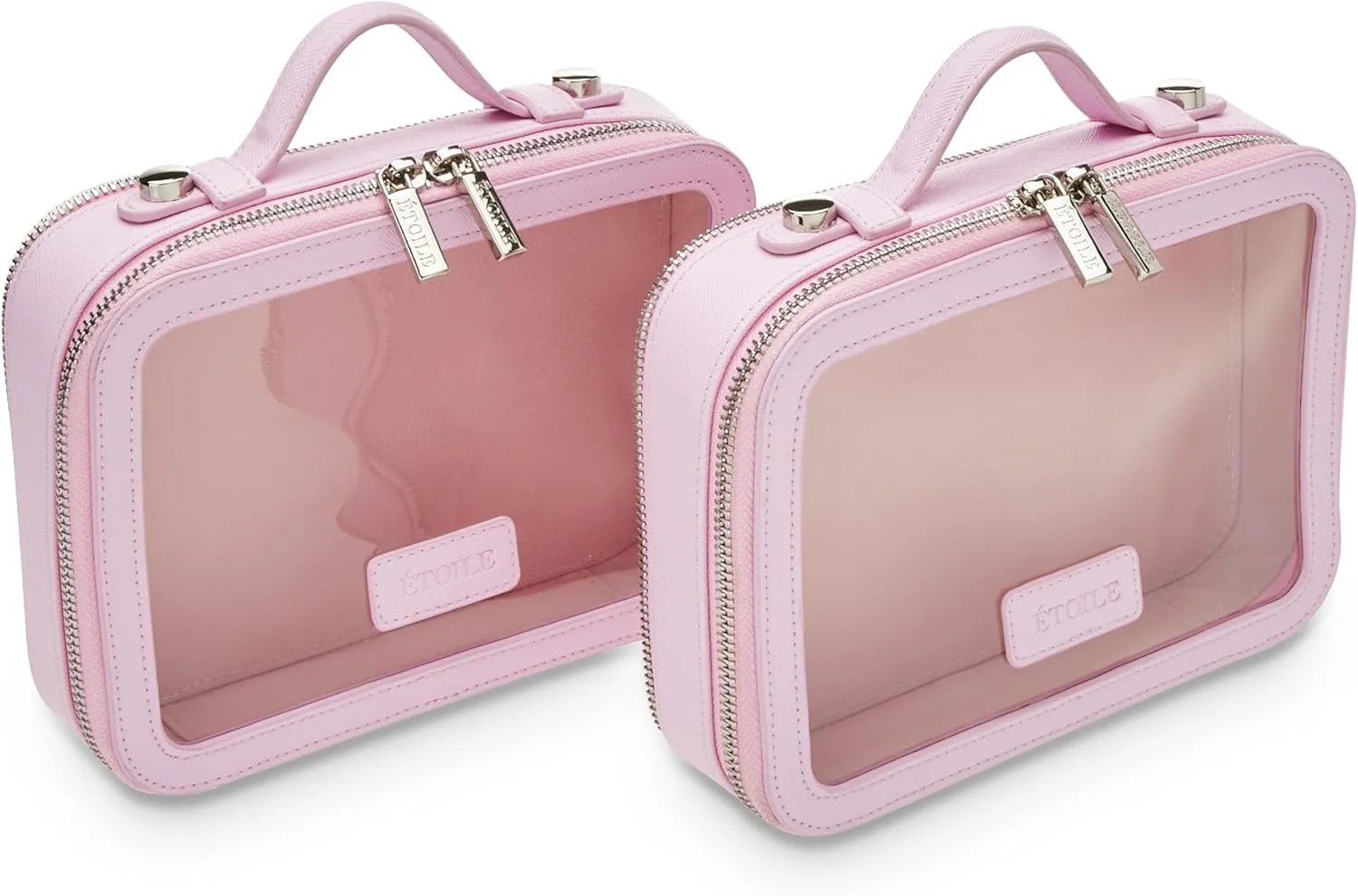 ETOILE - Small Twin Cosmetic Case Lavender Pink - Dual Compartment Cosmetic Beauty Organizer & Toiletry Case