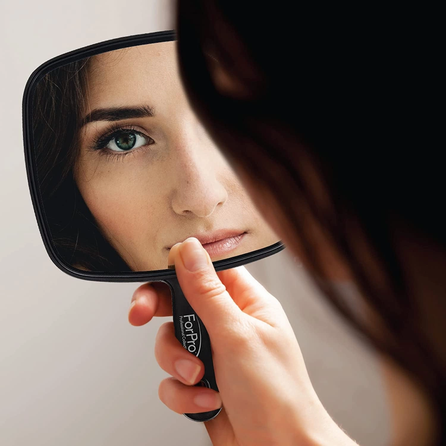 Extra Large Hand Mirror with Handle, 9" W X 12" L, Multi-Purpose Handheld Mirror with Distortion-Free Reflection, Black