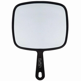 Extra Large Hand Mirror with Handle, 9" W X 12" L, Multi-Purpose Handheld Mirror with Distortion-Free Reflection, Black