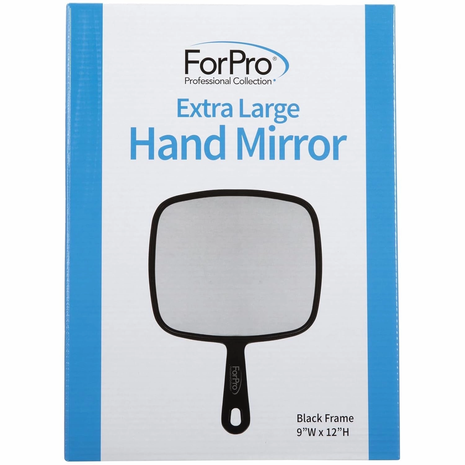 Extra Large Hand Mirror with Handle, 9" W X 12" L, Multi-Purpose Handheld Mirror with Distortion-Free Reflection, Black
