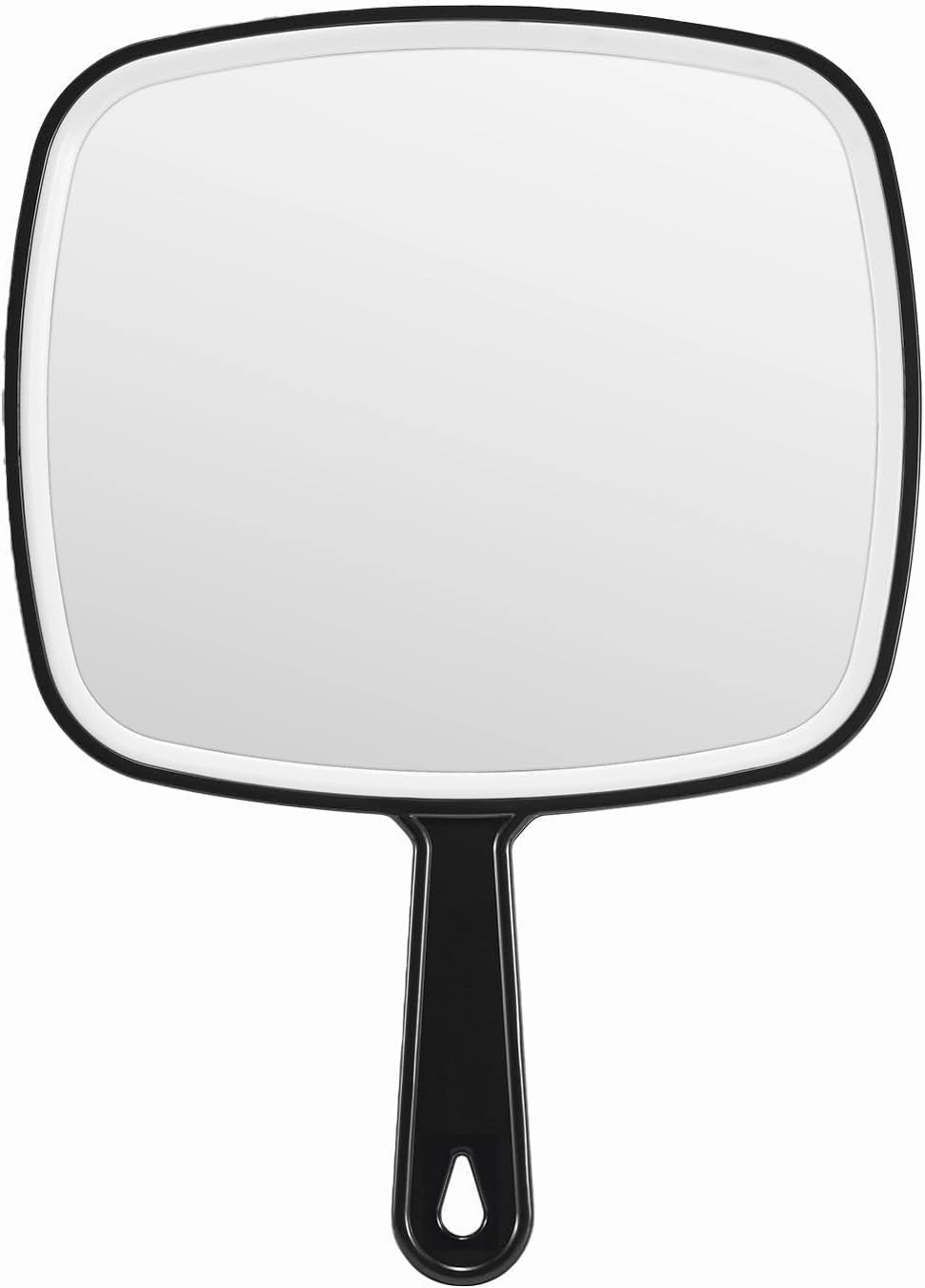 Extra Large Handheld Mirror，Hand Salon Mirror with Handle for Barbers, Hairdressing (Black，12.4" Lx 9" W)
