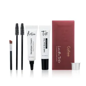 Eyelash & Eyebrow Color Kit Light Brown Professional Color Set for Lash Natural-Looking Result Instant Coverage Long Lasting for 4 Weeks Easy to Use for Salon and Home Use