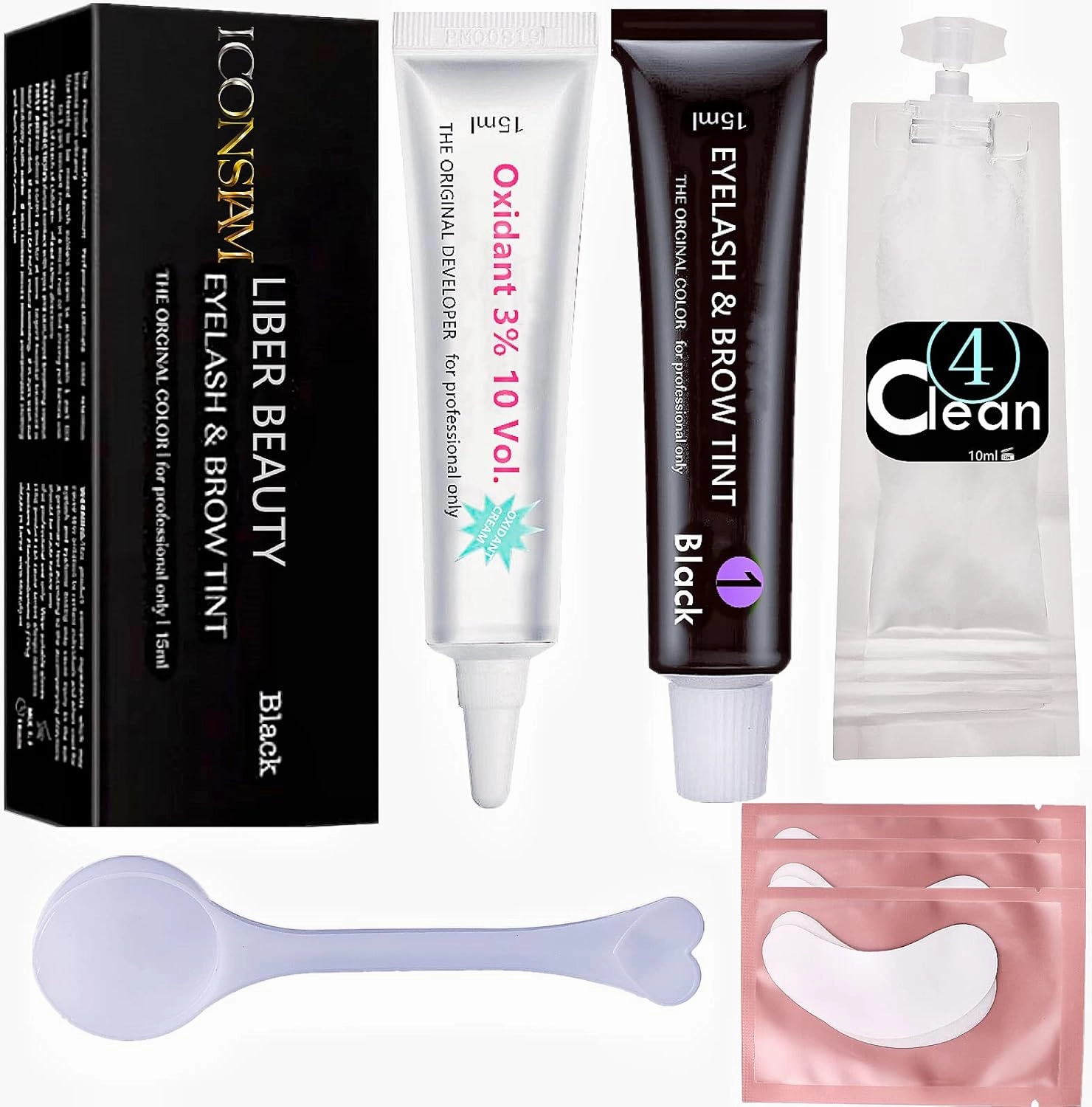 Eyelash D-y-e Kit Black at Home, Eyebrow Lash T-in-t Lasting Black Color 8 Weeks Professional Training Lash Coloring Kit Treatment Only Takes 30 Minutes(Black d-y-e kit-15ml)