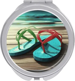 Flip-Flops Mirror with 1X/2X Magnifying, 2.4-inch Pocket Size, Compact Travel Mirror for Women Makeup, Portable Exquisite Small Mirrors for Mothers Day Birthday Gift