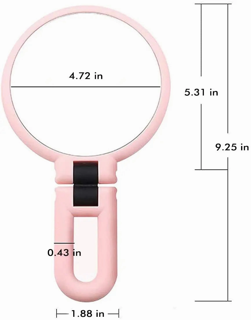 Folding Handheld Magnifying Makeup Mirror, Double-Sided