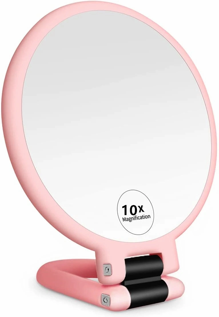 Folding Handheld Magnifying Makeup Mirror, Double-Sided