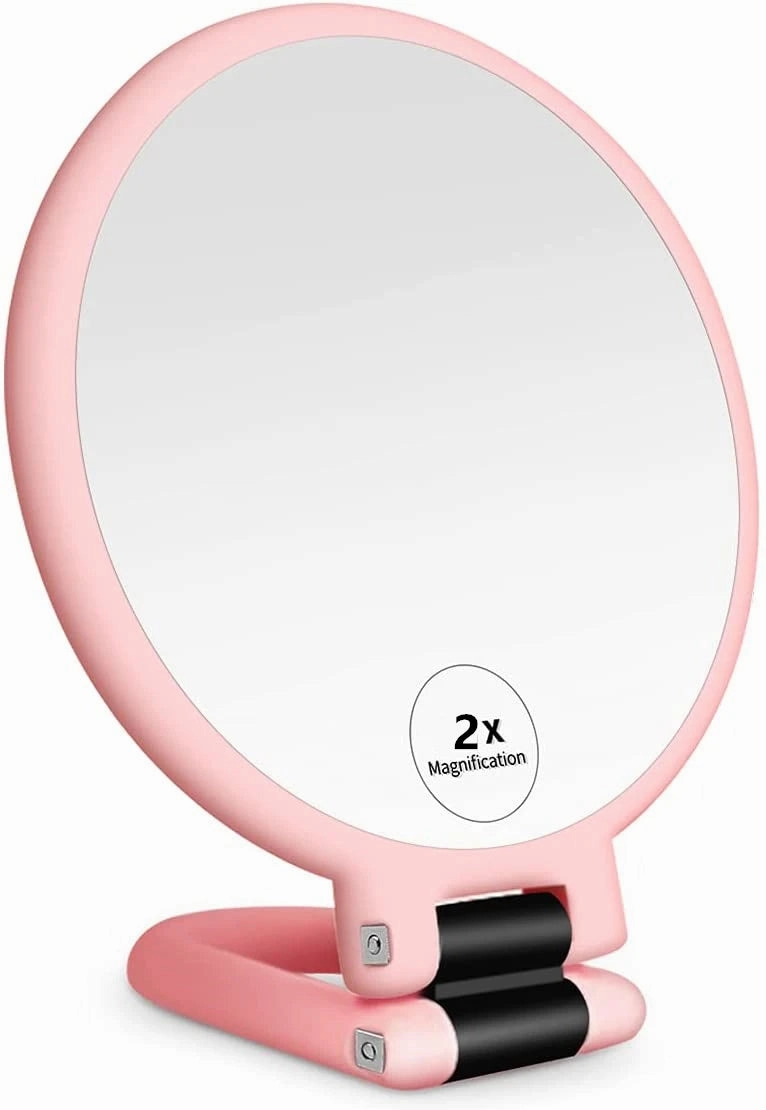 Folding Handheld Magnifying Makeup Mirror, Double-Sided
