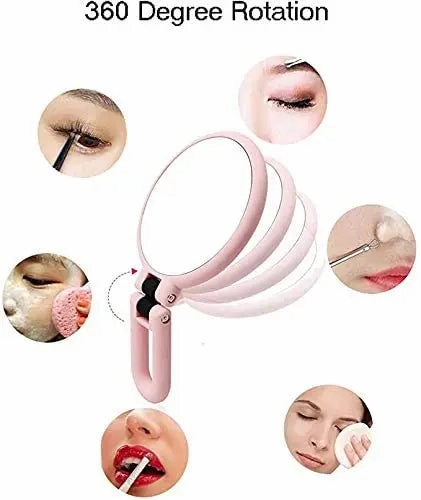 Folding Handheld Magnifying Makeup Mirror, Double-Sided
