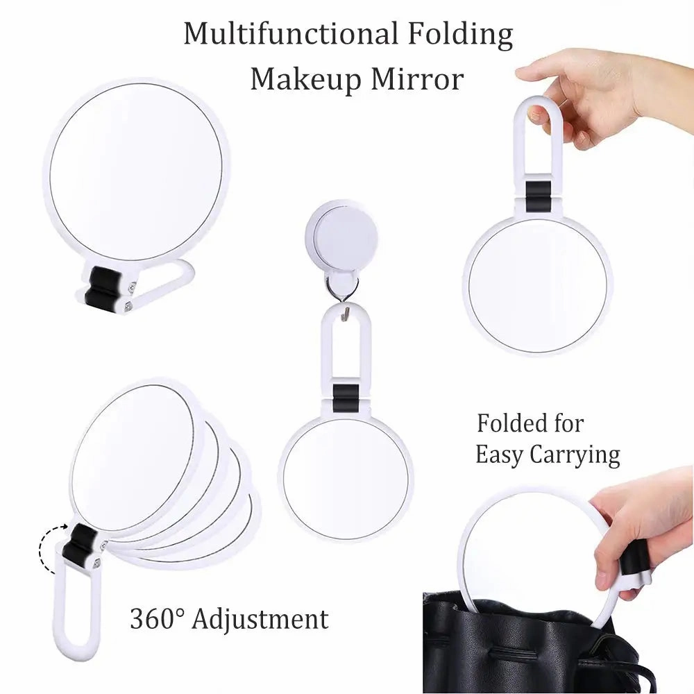 Folding Handheld Magnifying Makeup Mirror, Double-Sided