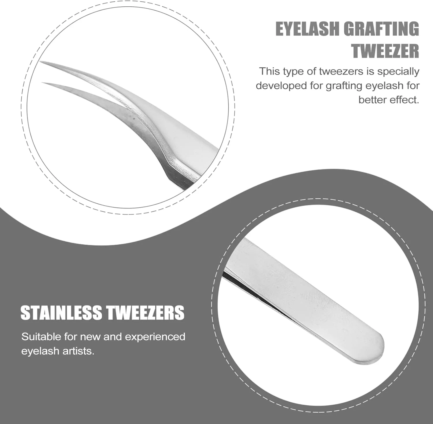 FRCOLOR 6pcs Eyelash Tweezers Curved for Precision Grafting Eyelash Extension Tools for Home Use for Lash Application