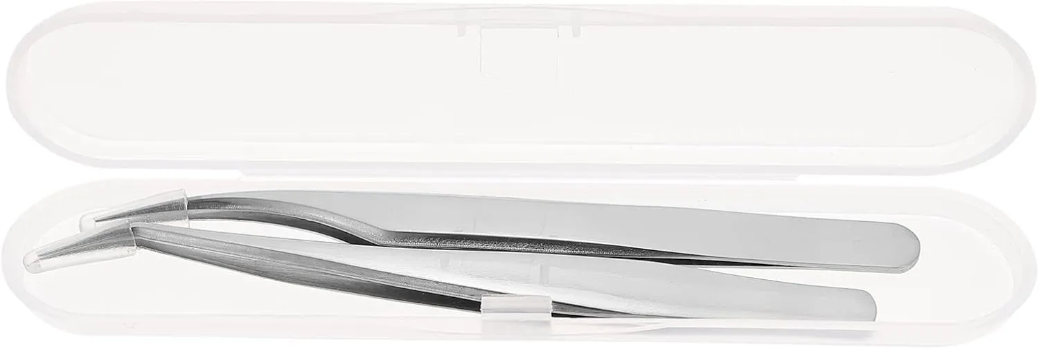FRCOLOR 6pcs Eyelash Tweezers Curved for Precision Grafting Eyelash Extension Tools for Home Use for Lash Application