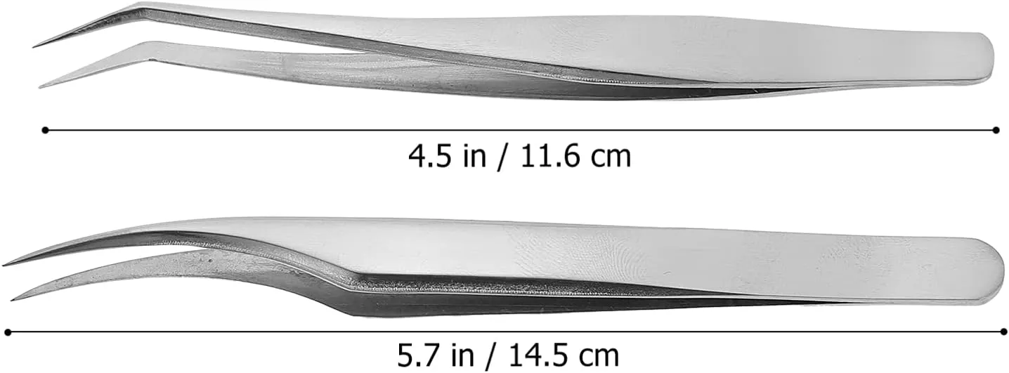 FRCOLOR 6pcs Eyelash Tweezers Curved for Precision Grafting Eyelash Extension Tools for Home Use for Lash Application