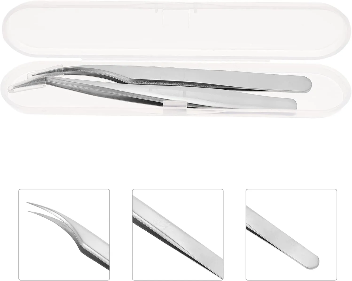 FRCOLOR 6pcs Eyelash Tweezers Curved for Precision Grafting Eyelash Extension Tools for Home Use for Lash Application