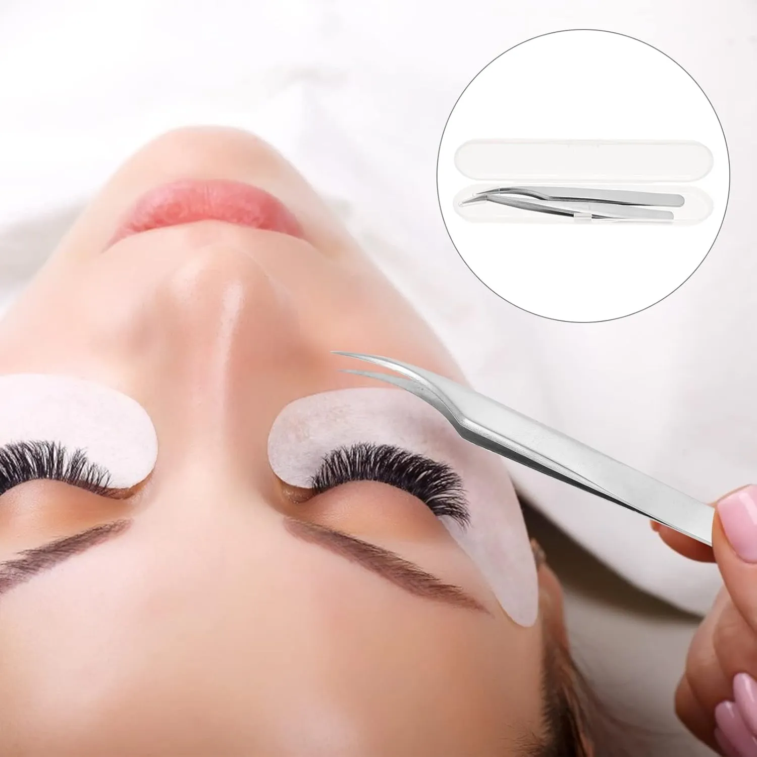 FRCOLOR 6pcs Eyelash Tweezers Curved for Precision Grafting Eyelash Extension Tools for Home Use for Lash Application
