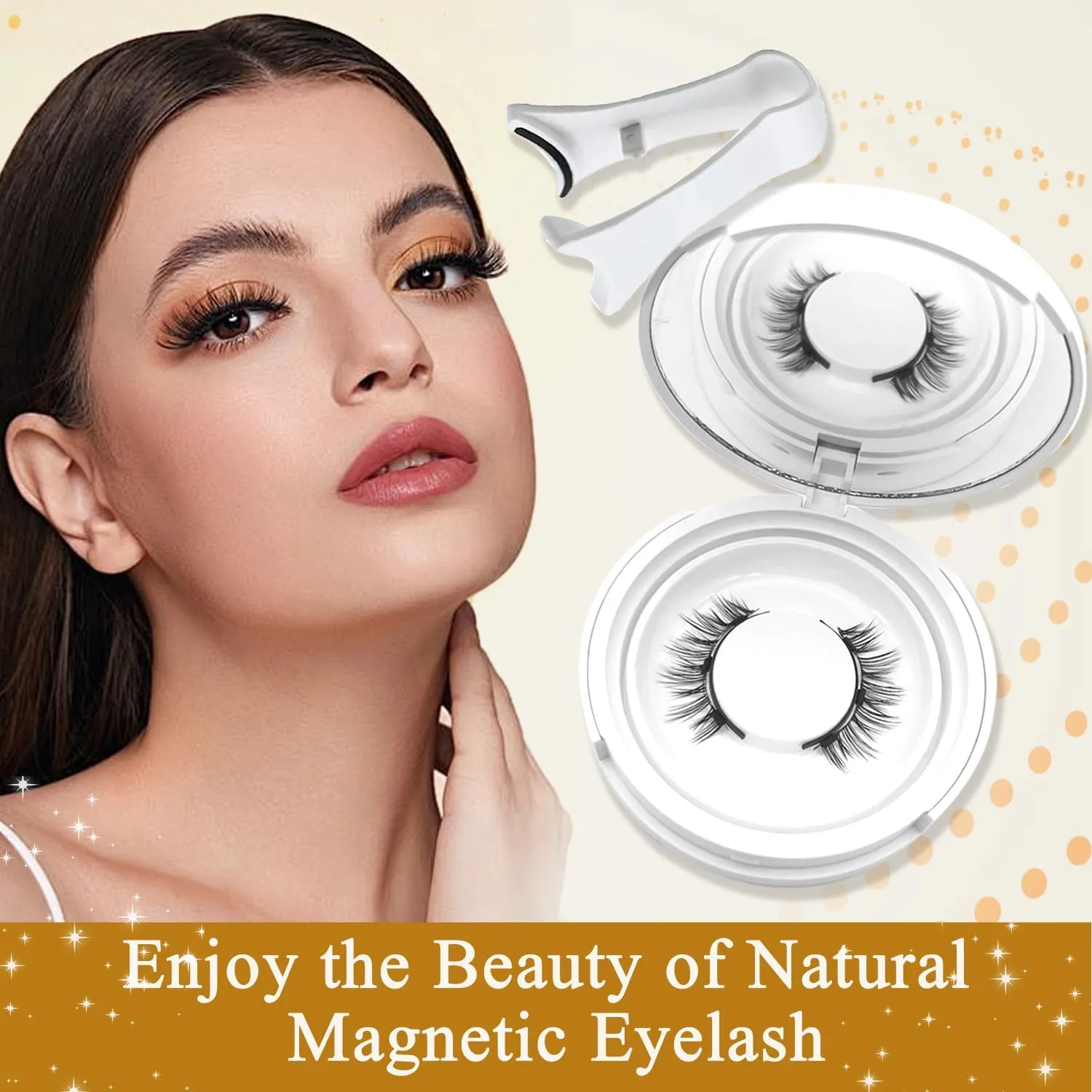 Ginani Magnetic Lashes,Ginani Magnetic Lashes Kit,Magnet Eyelashes with Applicator Natural Look,Reusable No Glue Needed Soft Eyelashes Kit for Women(Natural Fuller)
