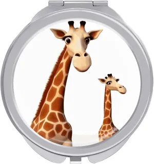 Giraffe Mirror with 1X/2X Magnifying, 2.4-inch Pocket Size, Compact Travel Mirror for Women Makeup, Portable Exquisite Small Mirrors for Mothers Day Birthday Gift