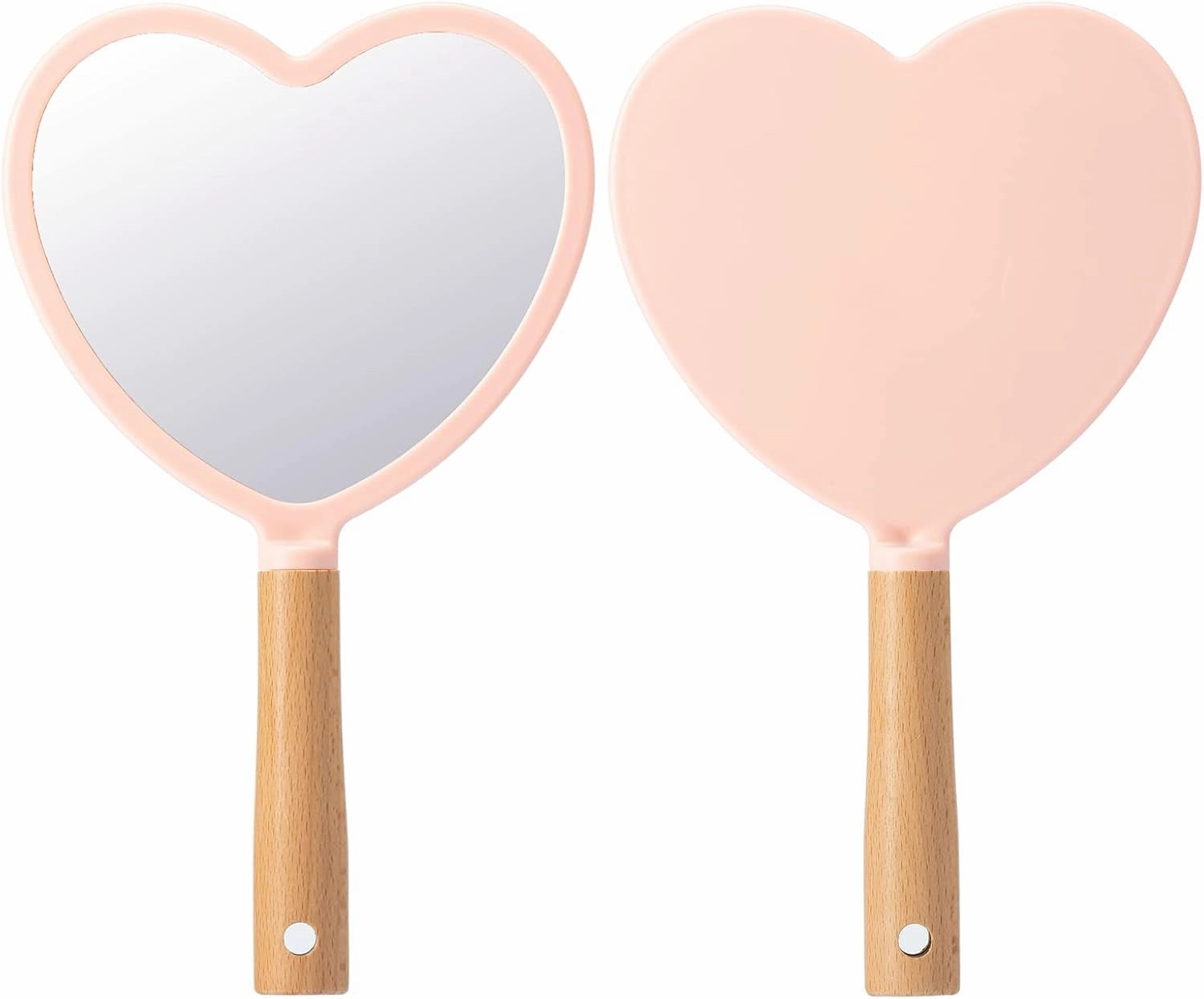 Hand Held Mirror with Handle for Makeup,Small Cute Wood Hand Mirror for Shaving with Hole Hanging Single-Sided Portable Travel Vanity Mirror for Men&Women(Square)