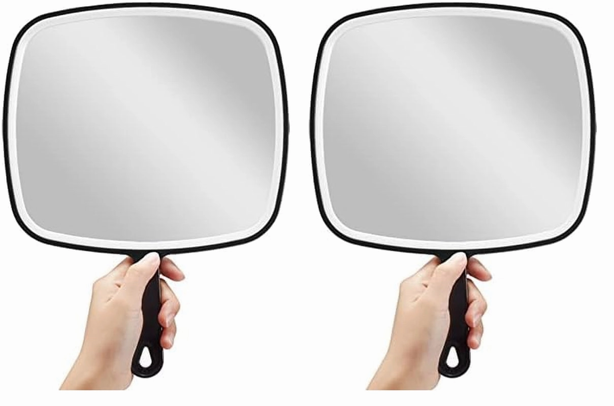 Hand Mirror, Extra Large Black Handheld Mirror with Handle, 9" W X 12.4" L