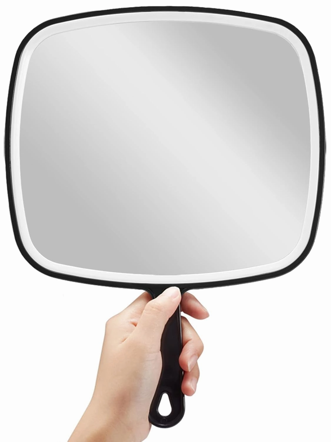 Hand Mirror, Extra Large Black Handheld Mirror with Handle, 9" W X 12.4" L