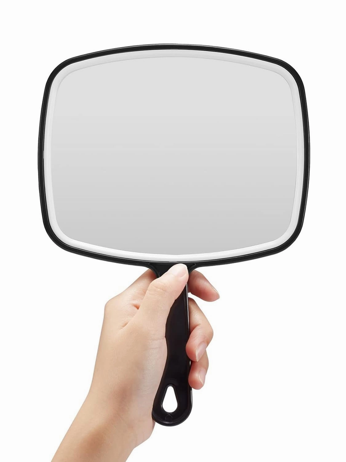 Hand Mirror, Extra Large Black Handheld Mirror with Handle, 9" W X 12.4" L
