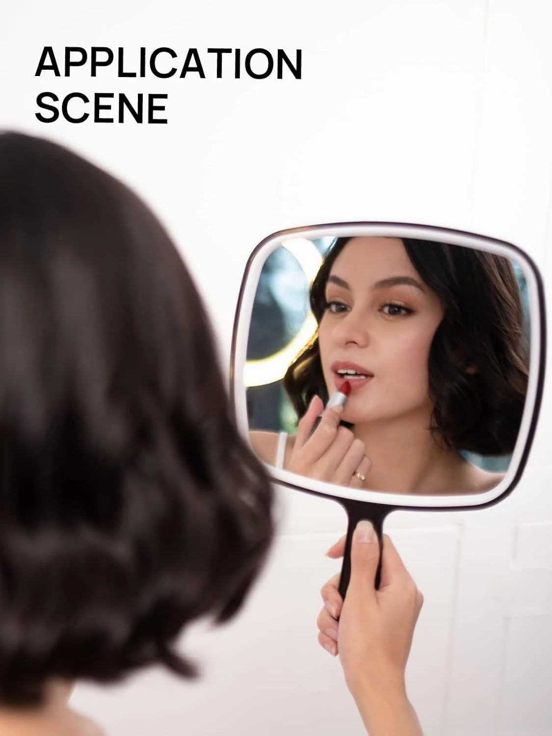 Hand Mirror, Extra Large Black Handheld Mirror with Handle, 9" W X 12.4" L