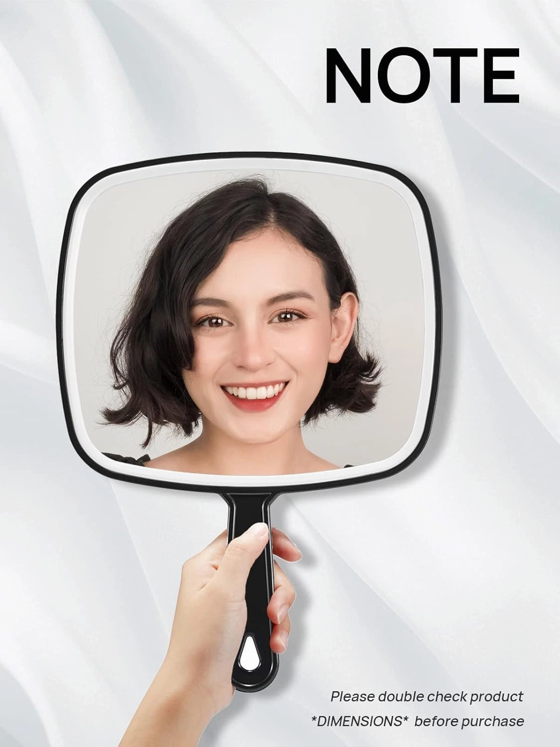Hand Mirror, Extra Large Black Handheld Mirror with Handle, 9" W X 12.4" L