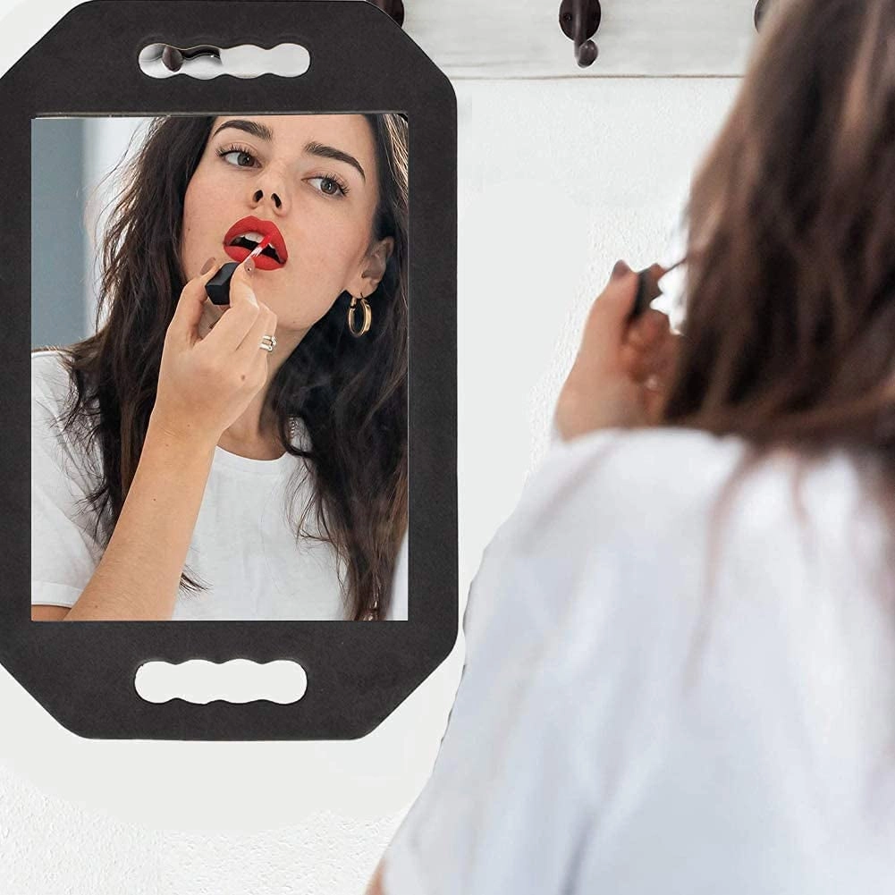 Handle Mirror – Large Hand Mirror with Double Handle - Rectangular Hand Held Mirror with Handle - Lightweight Hair Salon Equipment Hairstylist and Barber Accessories (1Pcs Rectangle)