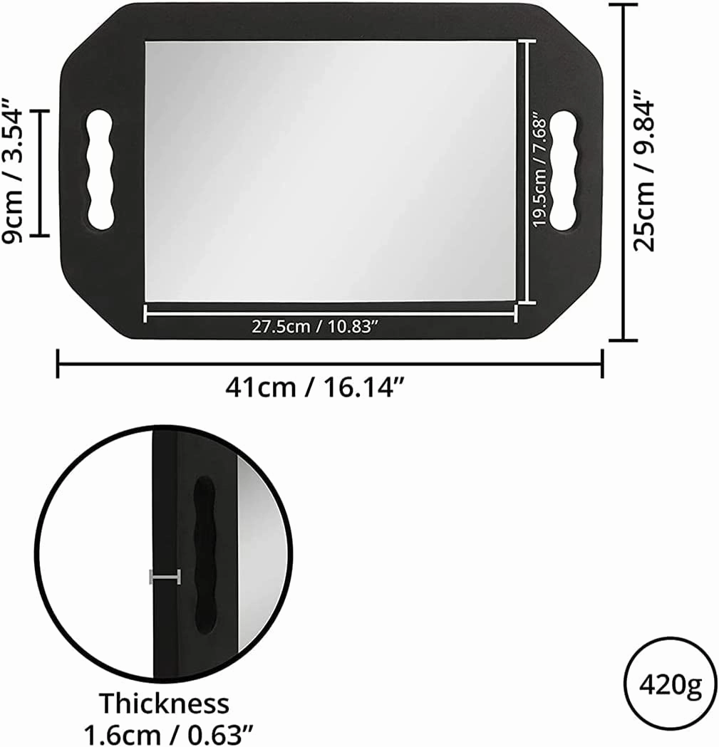 Handle Mirror – Large Hand Mirror with Double Handle - Rectangular Hand Held Mirror with Handle - Lightweight Hair Salon Equipment Hairstylist and Barber Accessories (1Pcs Rectangle)