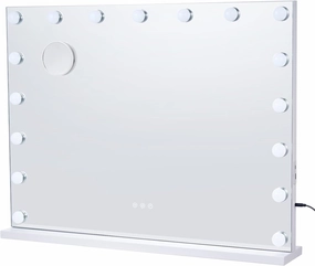 Happybuy Hollywood Vanity Mirror With Lights,Dimmable Bulbs &3 Color Lighting Modes,Makeup Mirror w/Detachable 5X Magnification,USB Port,Type C,Smart Touch Control,Desktop Wall-mount，31.5x23.6in,White