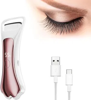 Heated Eyelash Curler,Rechargeable Electric Eyelash Curlers with LED Display, Featuring 4-Level Adjustable Temperature for a Natural, Long-Lasting Curl