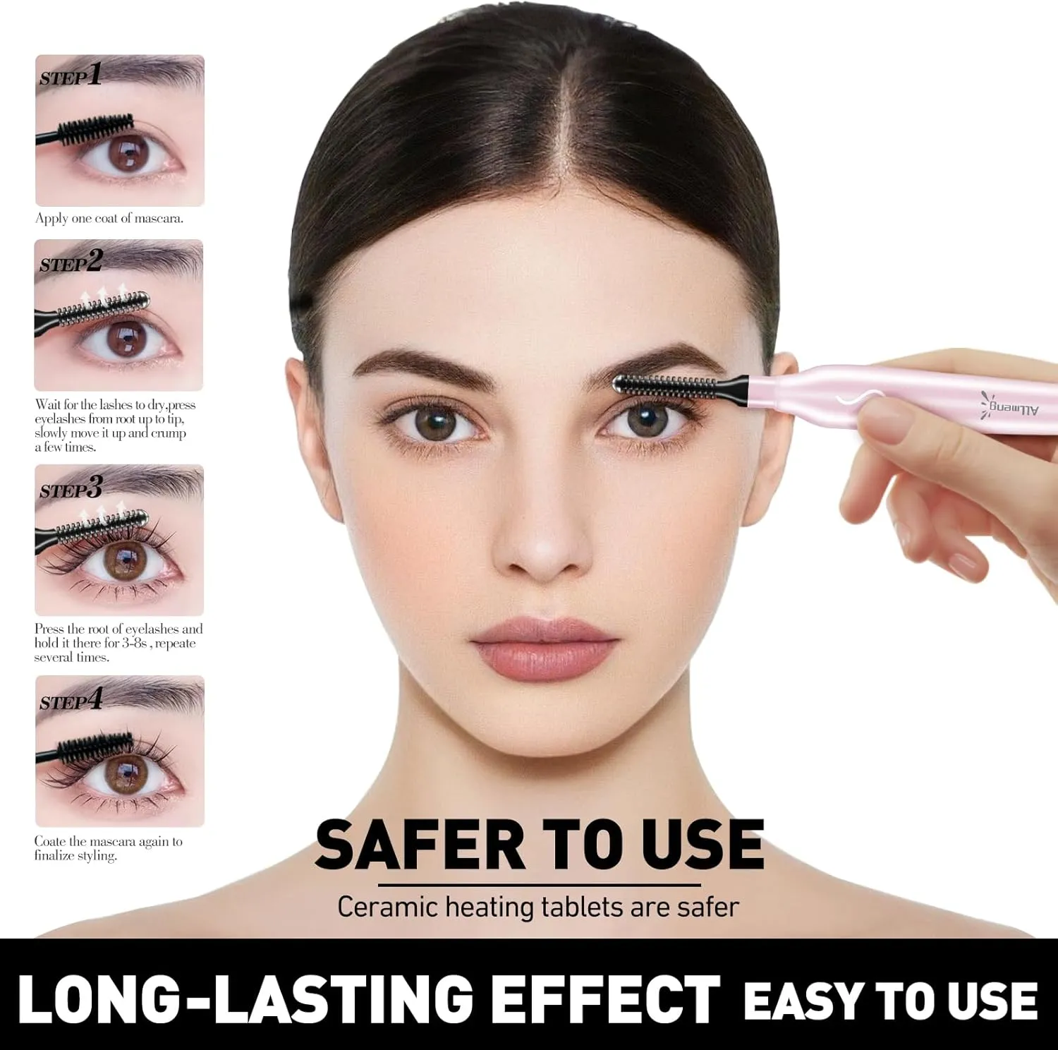 Heated Eyelash Curlers-Electric Eyelash Curler for Makeup Tools USB Rechargeable,Fast Heat up Within 10s - 24 Hours Long Lasting (Pink)