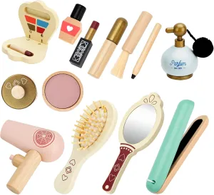 HEELWIRE Wooden Makeup Toy Set for Kids, Girls Imaginative Pretend Beauty Makeup Set Toys, Great Toys for Girls Ages 3 .