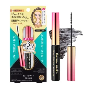 HEROINE MAKE by KISSME Micro Mascara Advanced Film, Waterproof & Long-Lasting, Ultra-Fine Brush for Precision Application, Smudge-Proof Fiber Mascara for Micro Lashes, 0.14 fl Oz, Black