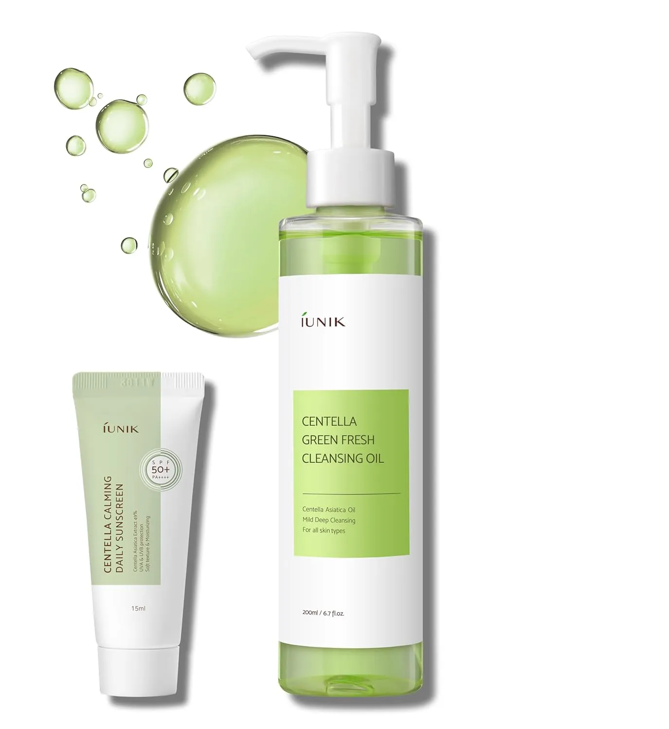 IUNIK Centella Asiatica Cleansing Oil - Pore & Sebum Control Oil Cleanser | Makeup & Sunscreen Remover for Women & Men Dry Oily Sensitive Acne-prone Skin Gentle Face & Body Wash Korean Skincare