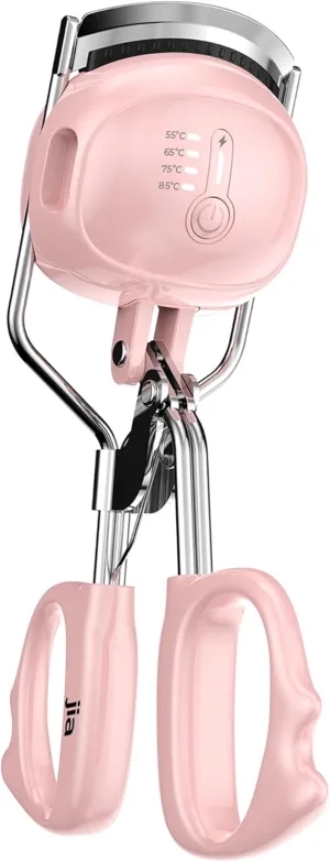 Jia SleekCurl Heated Eyelash Curler, Primrose Pink – 4 Temp Settings, Color-Changing Indicator, USB-C, 24-Hour Lift, No Pinching or Damage
