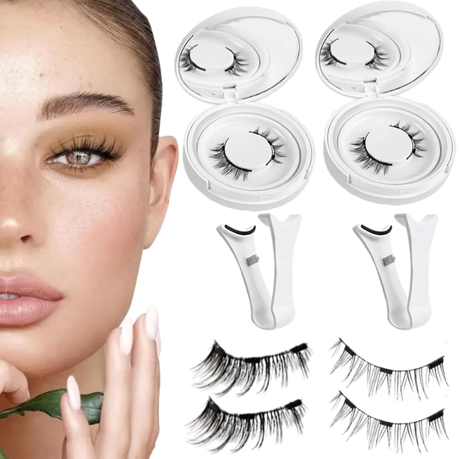 Keneva Magnetic Lashes, Keneva Beauty Magnetic Eyelashes, 2025 New Reusable Magnetics Eyelashes with Applicator,Magnetics Lashes Natural Look,No Glue Needed Easy to Wear and Removeve (Natural Simple)