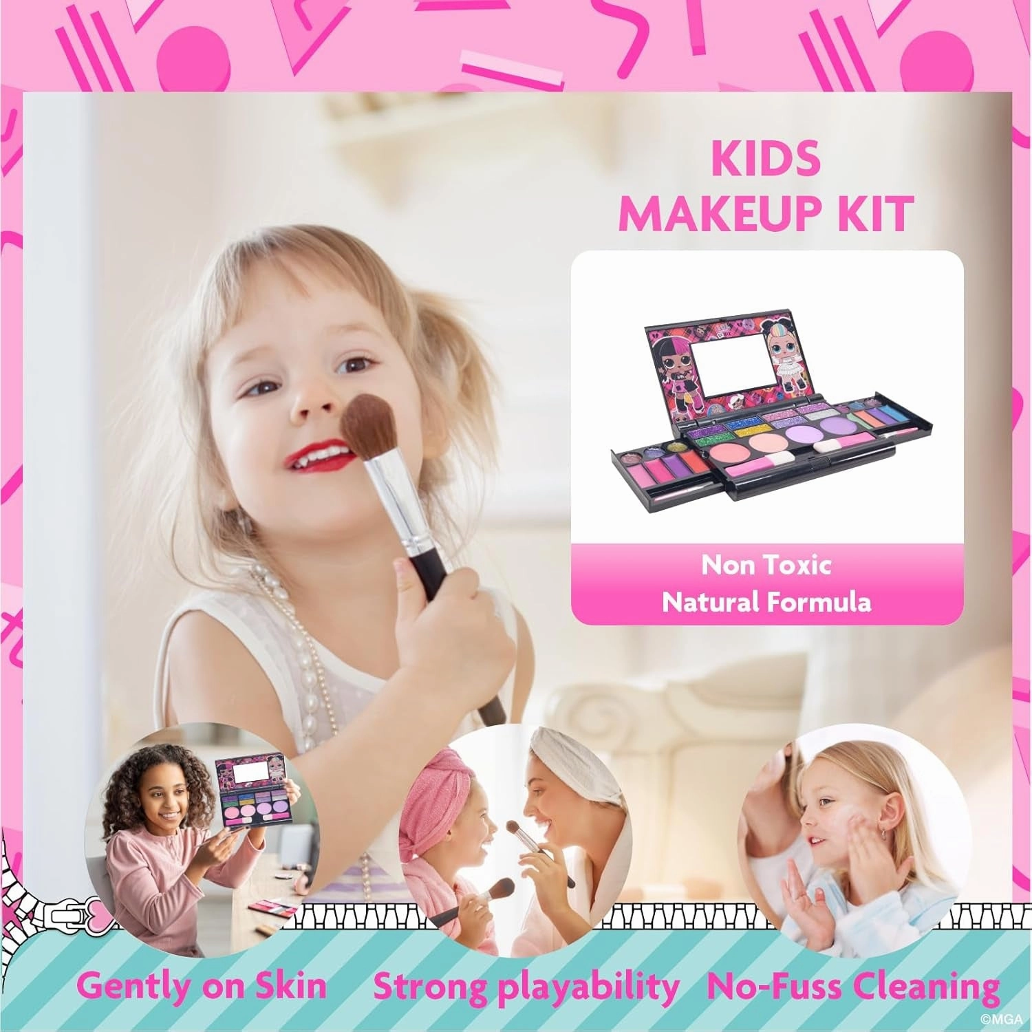 L.O.L. Surprise! Cosmetic Compact Set Includes Mirror, 14 Lip Glosses, 8 Eye Shadow, 4 Blushes & 4 Brushes Colorful Portable Foldable Makeup Beauty Kit for Girls,