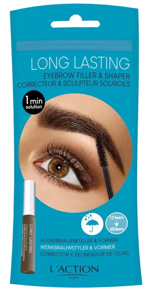 L'Action Paris Long Lasting Eyebrow Filler and Shaper, Eyebrow Mascara Fills Brows with Natural Colour, Sculpts Brows to Desired Shape, Waterproof Formula, Black-Brown 0.30 oz