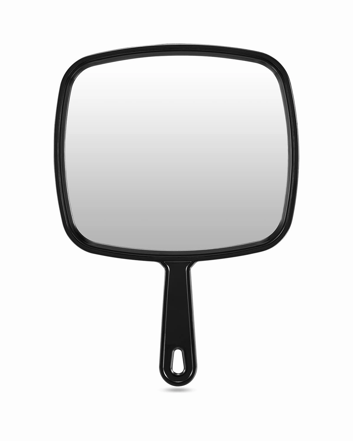 Large Hand Mirror, Salon Barber Hairdressing Handheld Mirror with Handle (Square Black 10.3"X7.4")