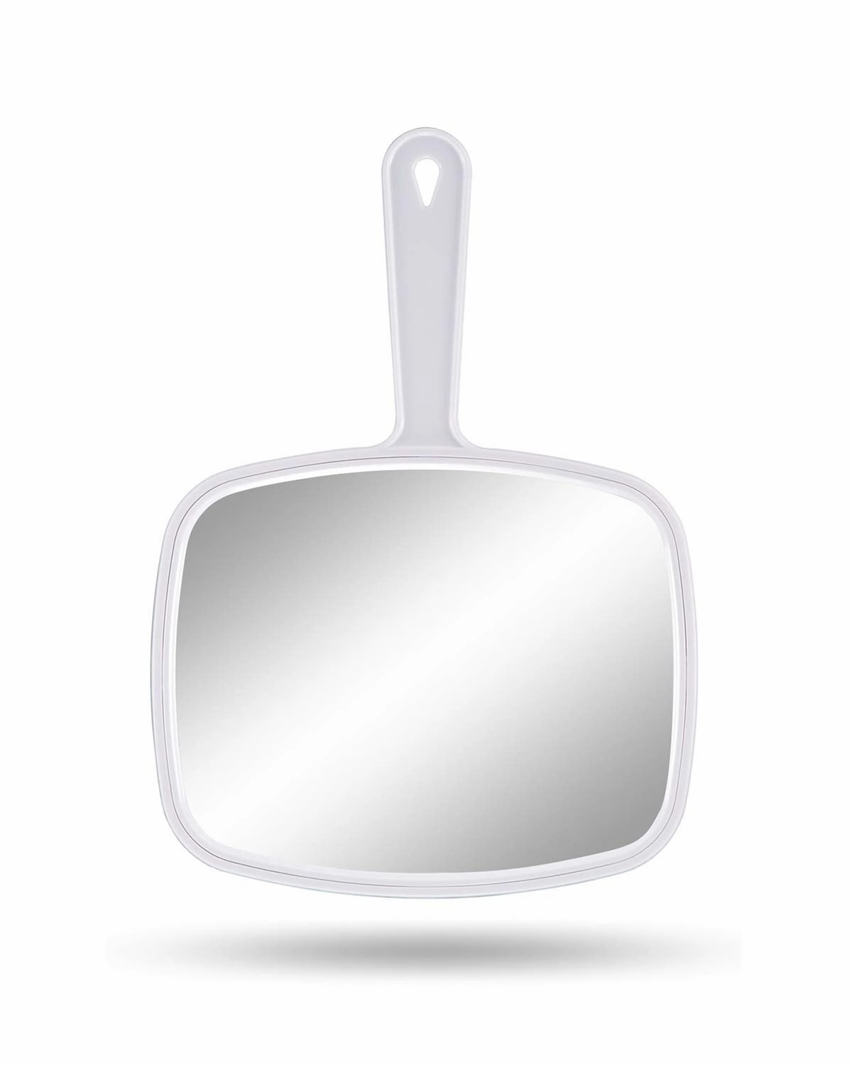 Large Hand Mirror, Salon Barber Hairdressing Handheld Mirror with Handle (Square Black 10.3"X7.4")
