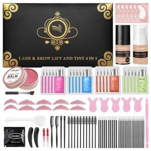 Lash Lift Color Kit Black Eyelash Perm Kit with Lash Lift Balm, Instant Curled and Voluminous Coloring with Black Hair Colors, Complete Tools for Salon Home