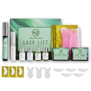 Lash lift kit with growth serum, 32 pcs curling eyelash perm kit with perm lotions, eye gel patches, glue, mascara brushes, cotton swabs and multisize size lift pads