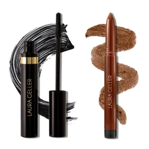 LAURA GELLER NEW YORK Bold Beauty Kajal Duo: Kajal Longwear Kohl Eyeliner Pencil, Antique Bronze   Kajal Longwear Black Mascara