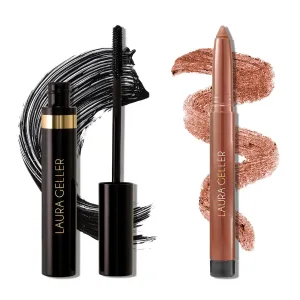 LAURA GELLER NEW YORK Bold Beauty Kajal Duo: Kajal Longwear Kohl Eyeliner Pencil, Clove   Kajal Longwear Black Mascara