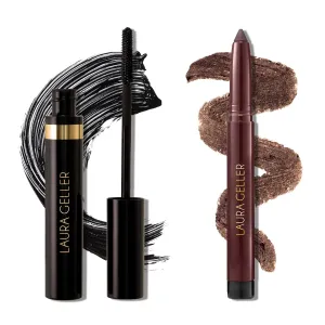 LAURA GELLER NEW YORK Bold Beauty Kajal Duo: Kajal Longwear Kohl Eyeliner Pencil, Smoky Quartz   Kajal Longwear Black Mascara