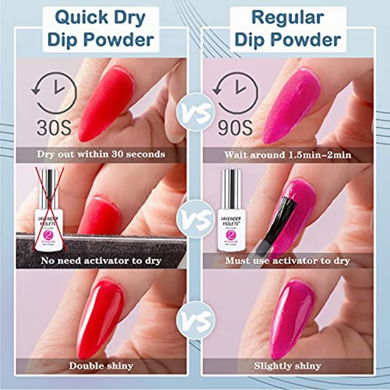 Lavender Violets Dip Powder Nail Kit 0.5 oz/bot. Large Jar 20 Colors Dipping Powder-Sparkle Green, Blue, Black and Red Color with Base Top Activator n Brush Saver, Gradient Neutrals Collection K931