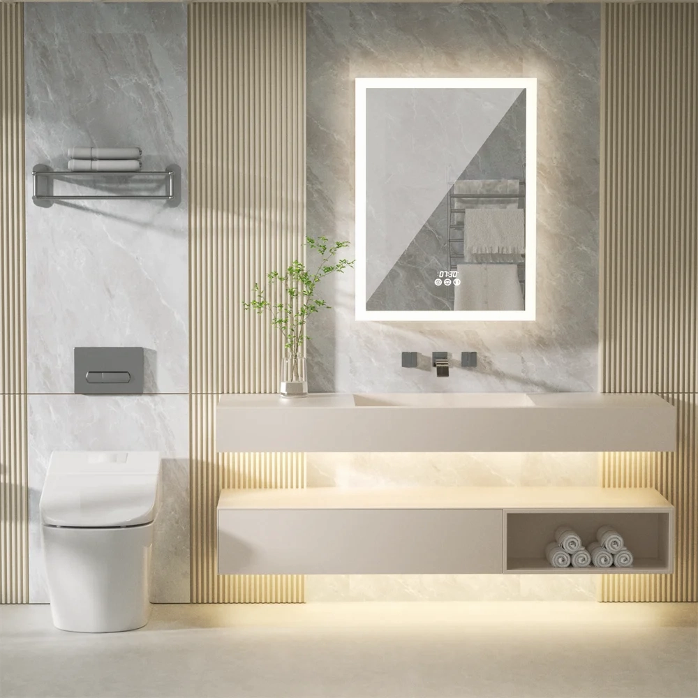 LED Bathroom Mirror Cabinet with Bluetooth, Anti-Fog, and Storage