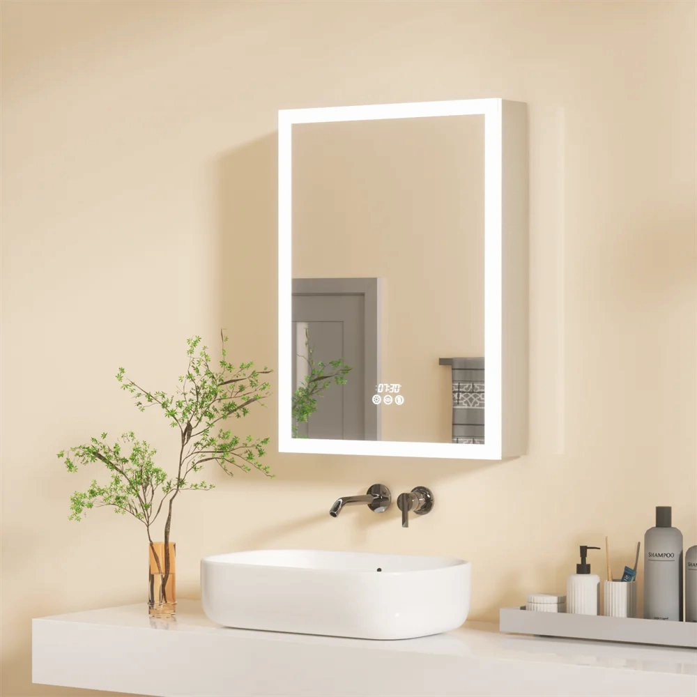 LED Bathroom Mirror Cabinet with Bluetooth, Anti-Fog, and Storage
