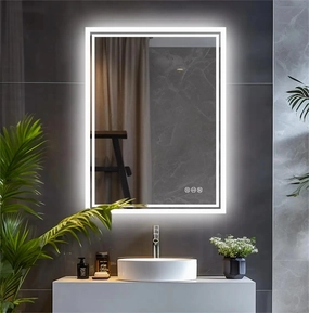 LED Bathroom Mirror with Anti-Fog & 3-Color Touch Light